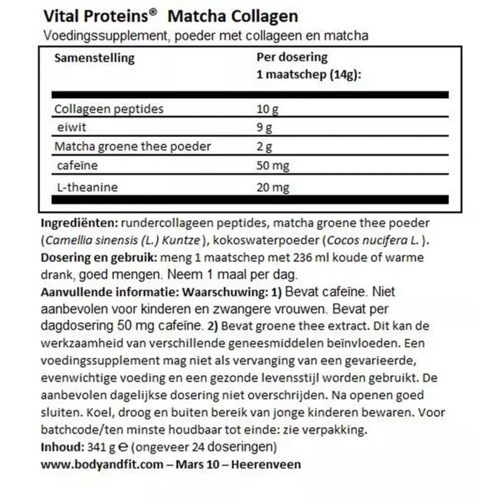 Vital Proteins Matcha Collageen 6 Vital Proteins Matcha Collageen - Afbeelding 4