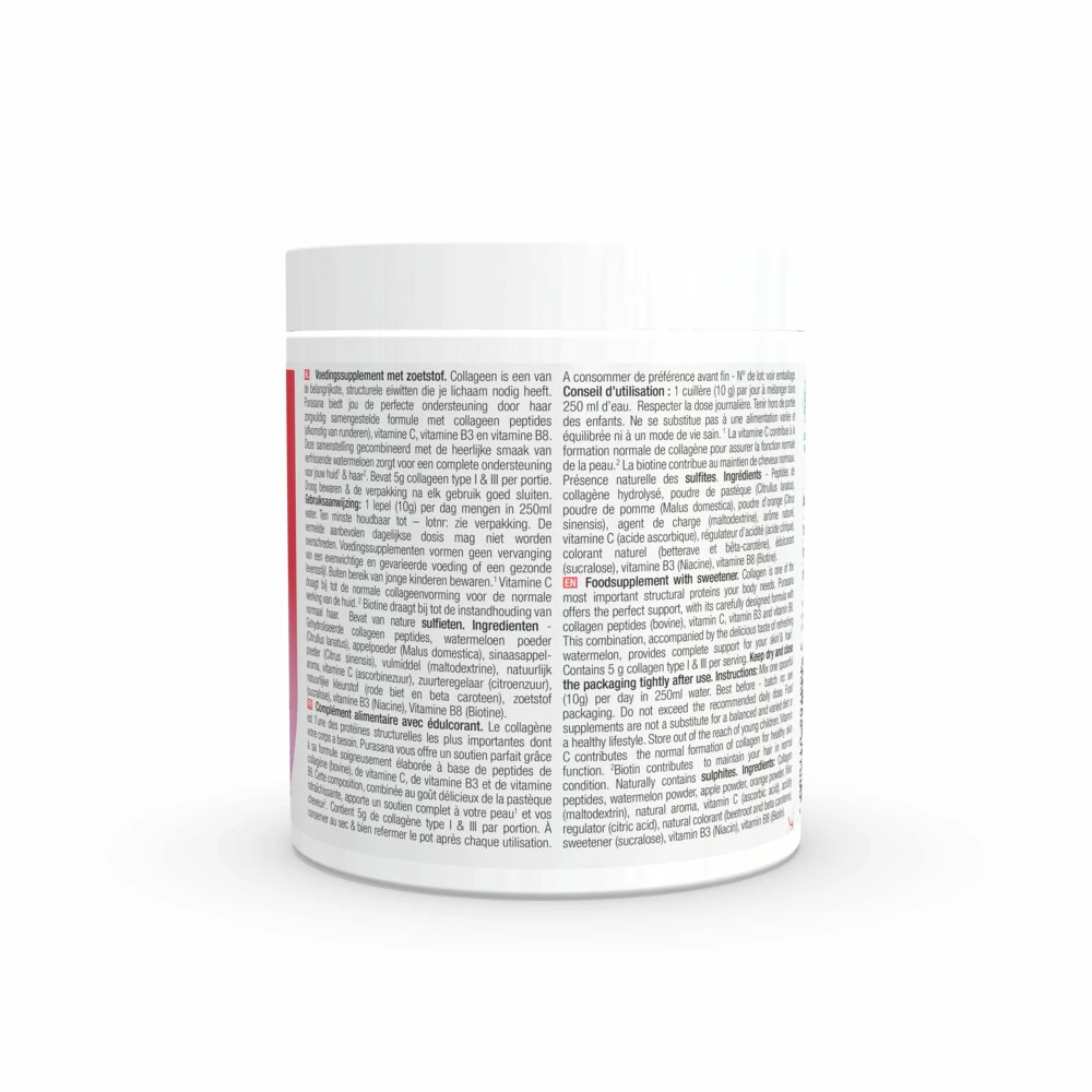 3x Purasana Collageen Watermeloen Huid, Haar En Nagels 4 3x Purasana Collageen Watermeloen Huid, Haar En Nagels - Afbeelding 2