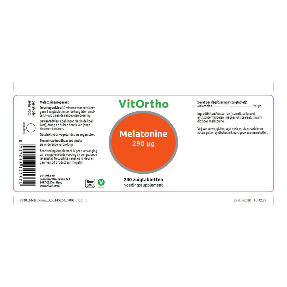 Vitortho Melatonine 0,29 Mg 4 Vitortho Melatonine 0,29 Mg - Afbeelding 2