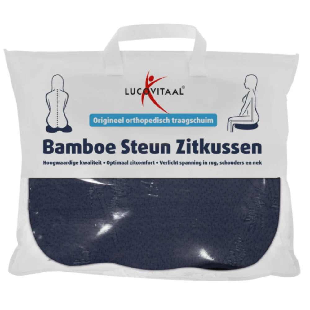 Lucovitaal Bamboe Steun Zitkussen Blauw 3 Lucovitaal Bamboe Steun Zitkussen Blauw