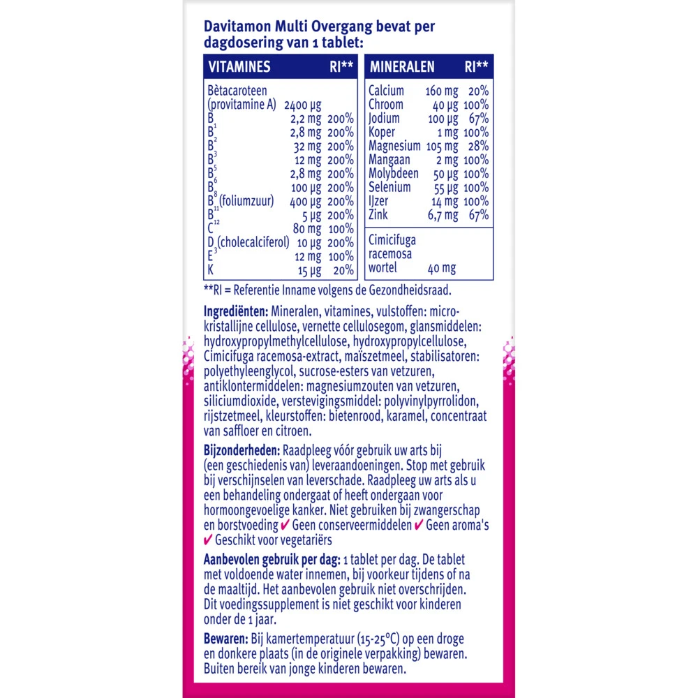 Davitamon Compleet Vrouw Overgang Multivitamine 4 Davitamon Compleet Vrouw Overgang Multivitamine - Afbeelding 2
